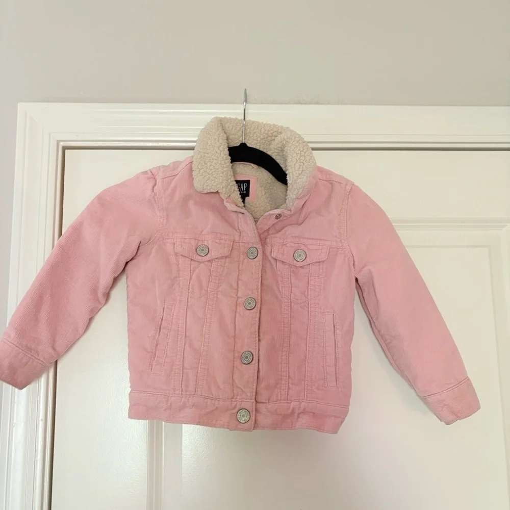 GAP Girls Pink Corduroy Sherpa Collar Jean Jacket